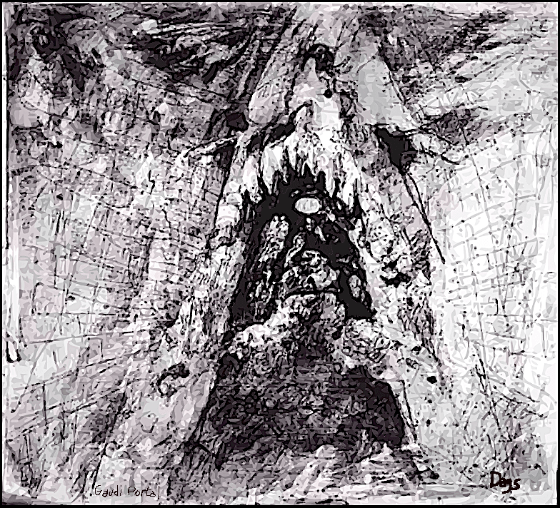 gaudi portal. TRAVEL Ink drawings. 70Eu Dags Vidulejs ⓒ