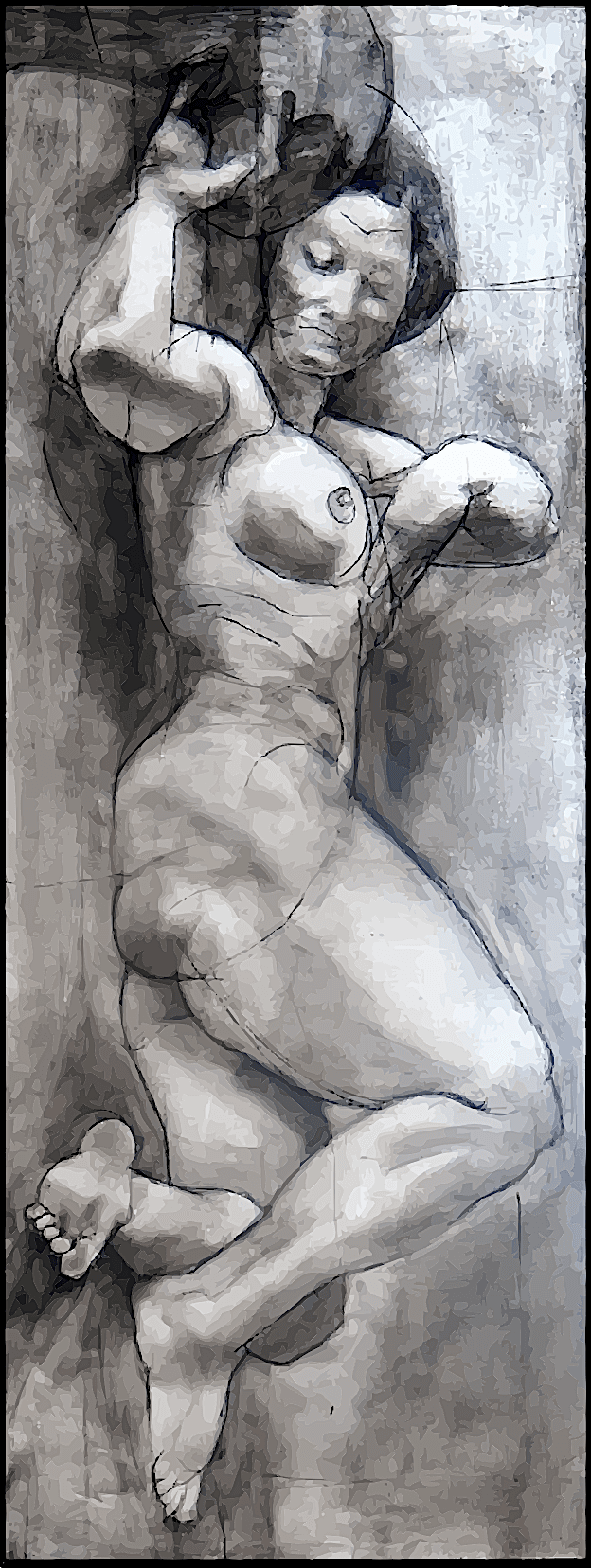 MARINA Dags Vidulejs ⓒ charcoal/canvas 450Eu 160x60cm 2020 www.Dags.lv