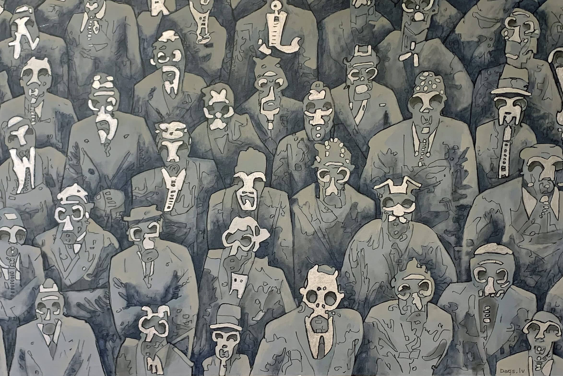 DEEP STATE MPs without masks. Painting by Dags Vidulejs