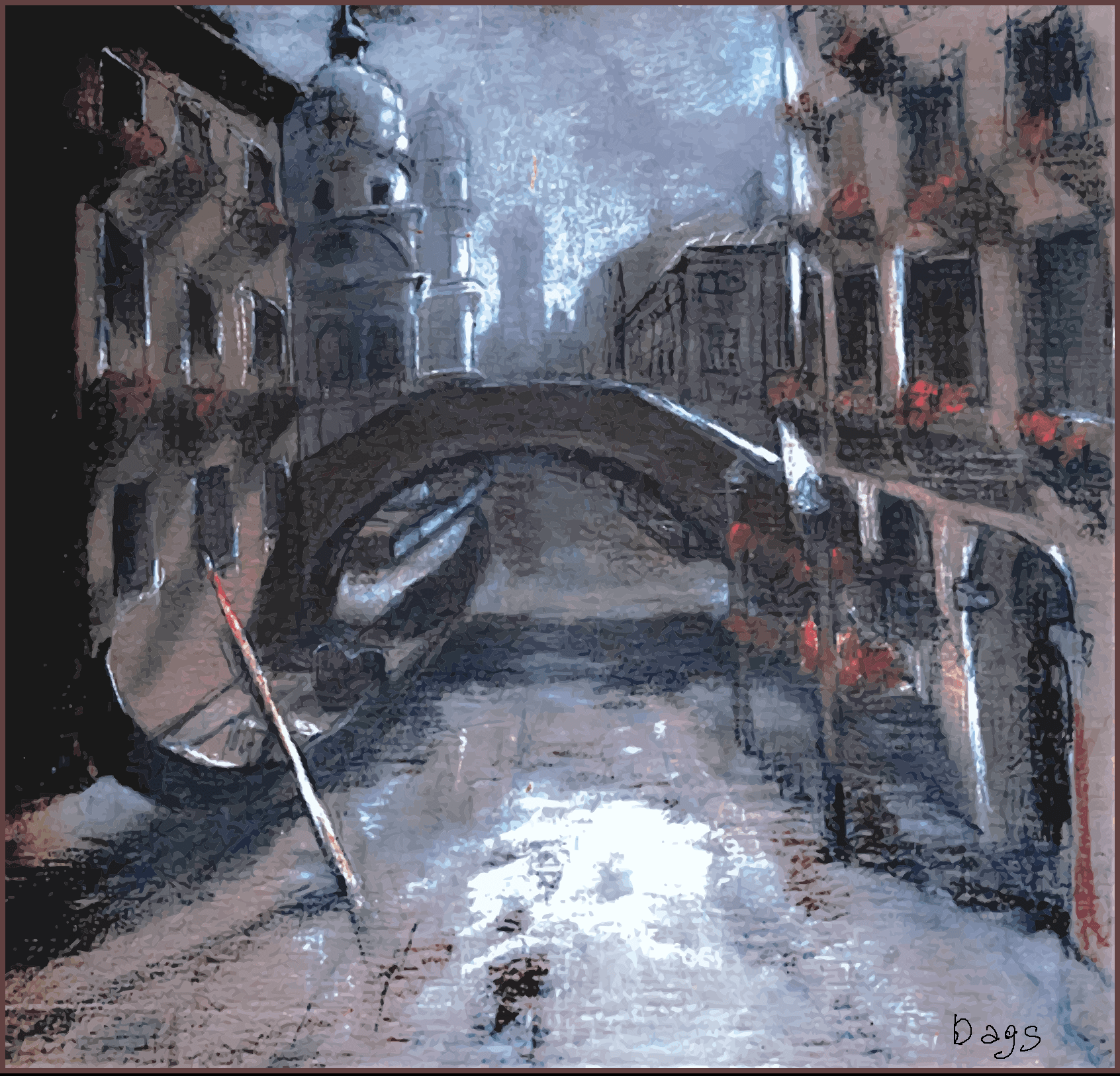 Dags Vidulejs ⓒ VENICE. PONTE ITALY carbon ink/ canvas