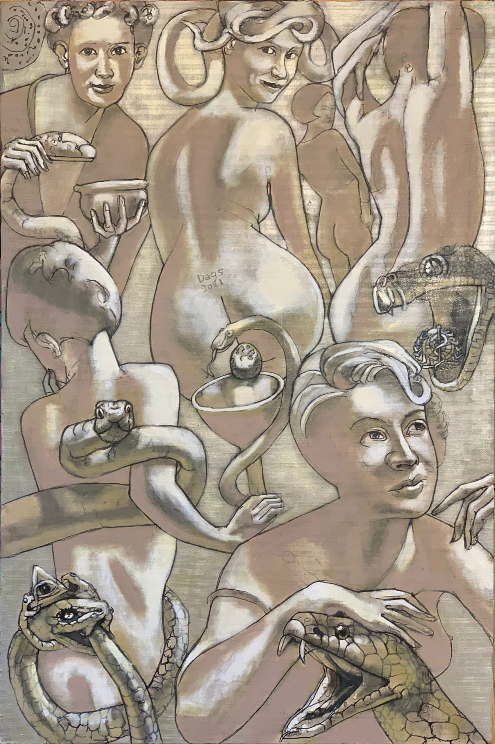 PHARMAGEDDON. Salvation or destruction 130X86 cm oil/canvas Dags Vidulejs ⓒ www.Dags.lv